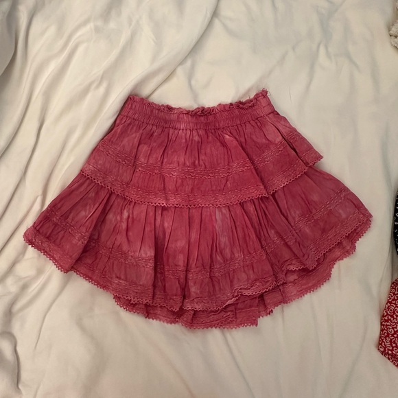 NEW LoveShack Fancy Ruffle Mini Skirt in Bordeaux Hand Dye Size XS - Picture 5 of 5